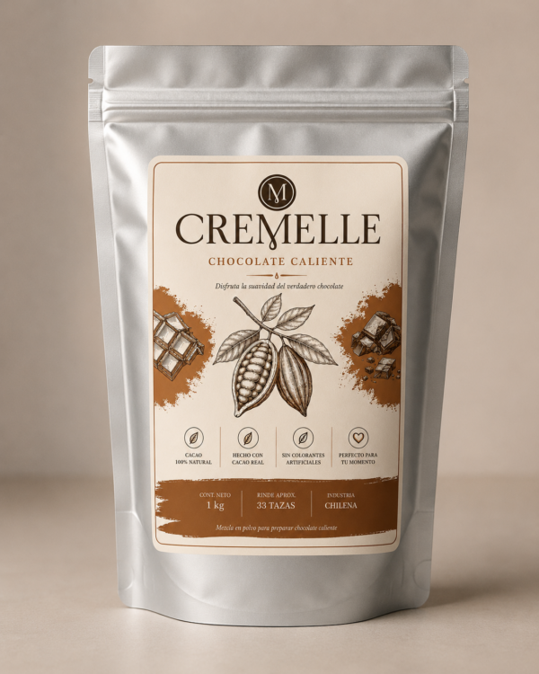 Bolsa resellable de 1 kg de chocolate caliente en polvo Cremelle