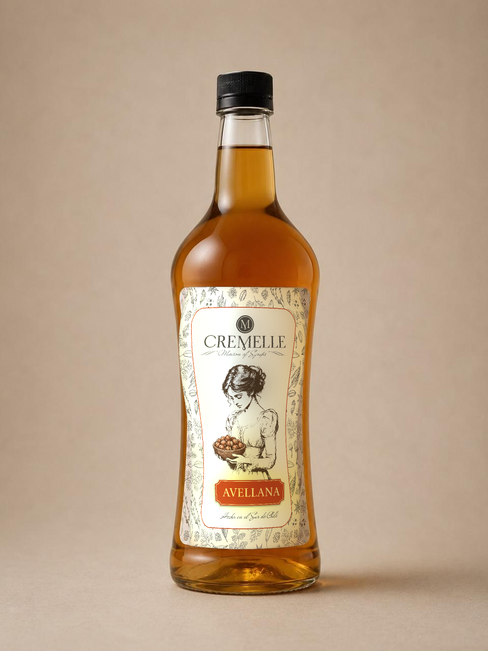 Botella de 1 litro de syrup Cremelle sabor avellana