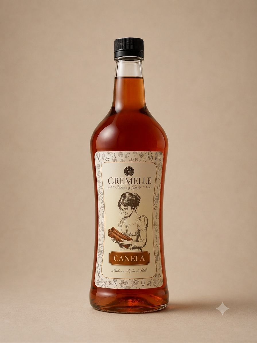 Botella de 1 litro de syrup Cremelle sabor canela