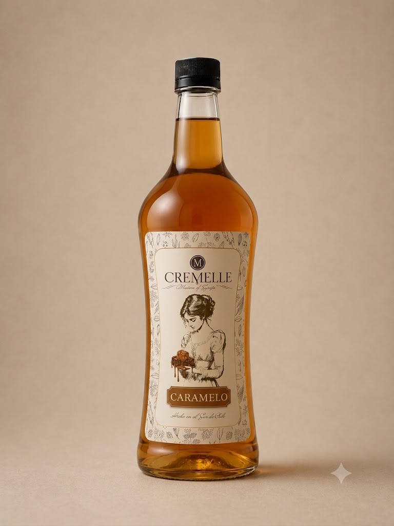 Botella de 1 litro de syrup Cremelle sabor caramelo