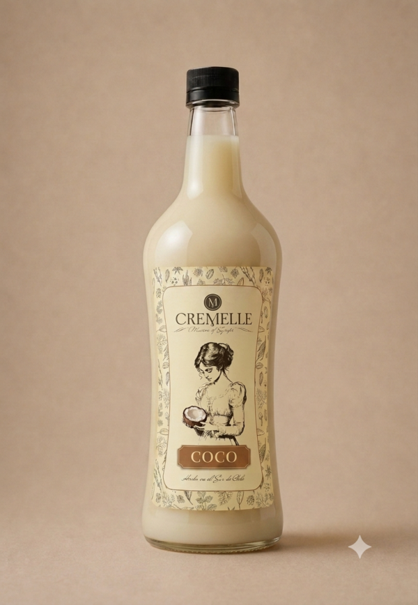 Botella de 1 litro de syrup Cremelle sabor coco