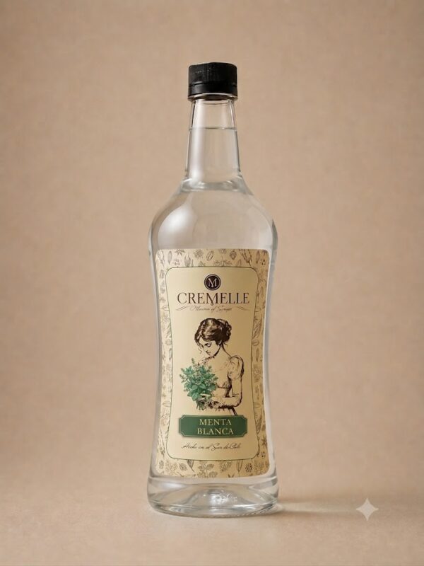Botella de 1 litro de syrup Cremelle sabor menta blanca