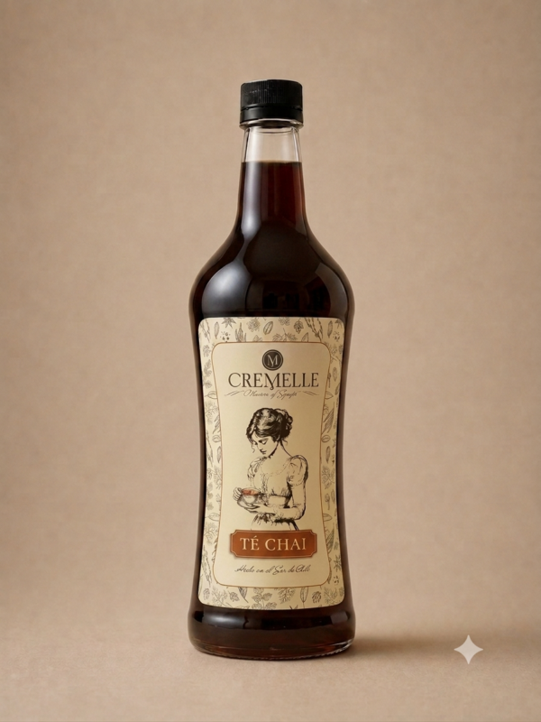 Botella de 1 litro de syrup Cremelle sabor té chai